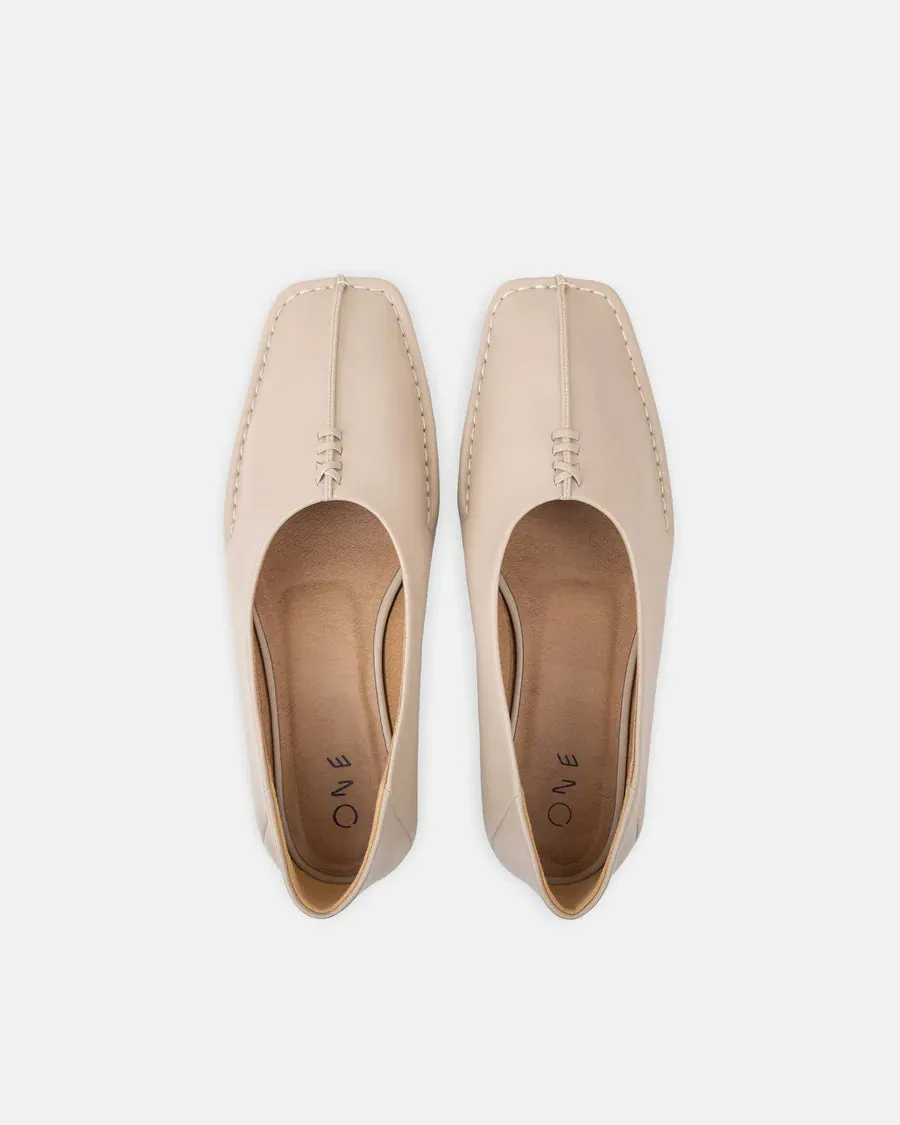 Gaia Vegan Leather Beige Flats