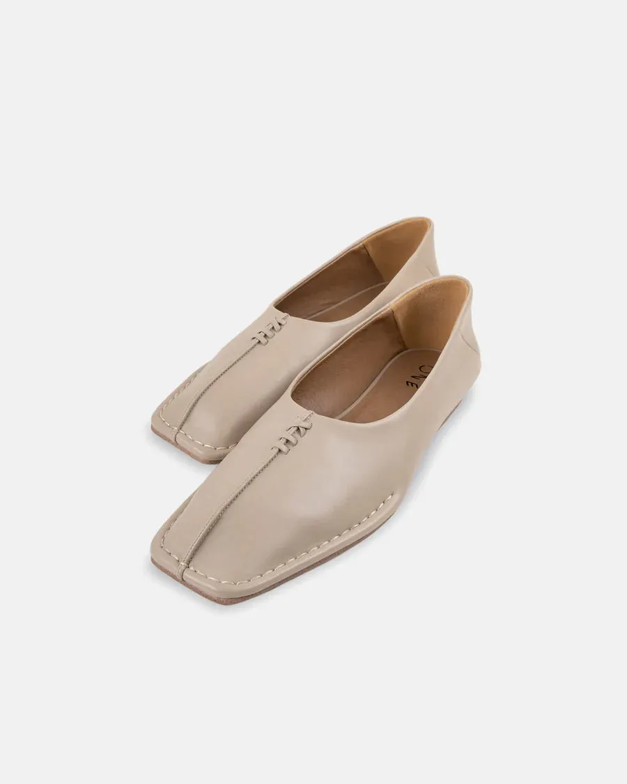 Gaia Vegan Leather Beige Flats