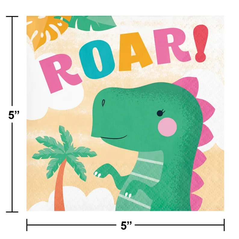 Girl Dinosaur Small Napkins