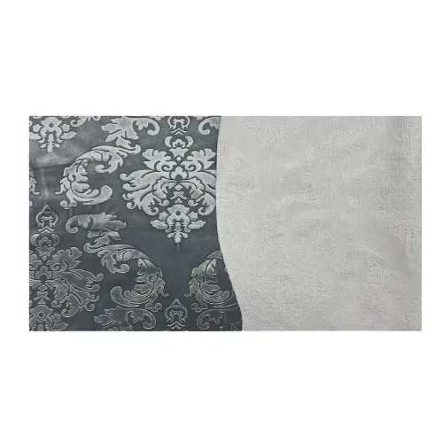 Gray Damask Embossed Velvet Upholstery Drapery Fabric