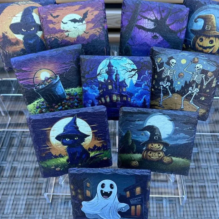 Halloween Slate Coasters - Ghost