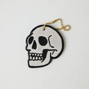 Hand Painted Leather Skull Tag