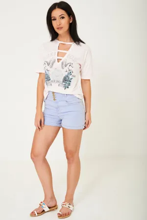 High Waist Denim Shorts Ex Brand