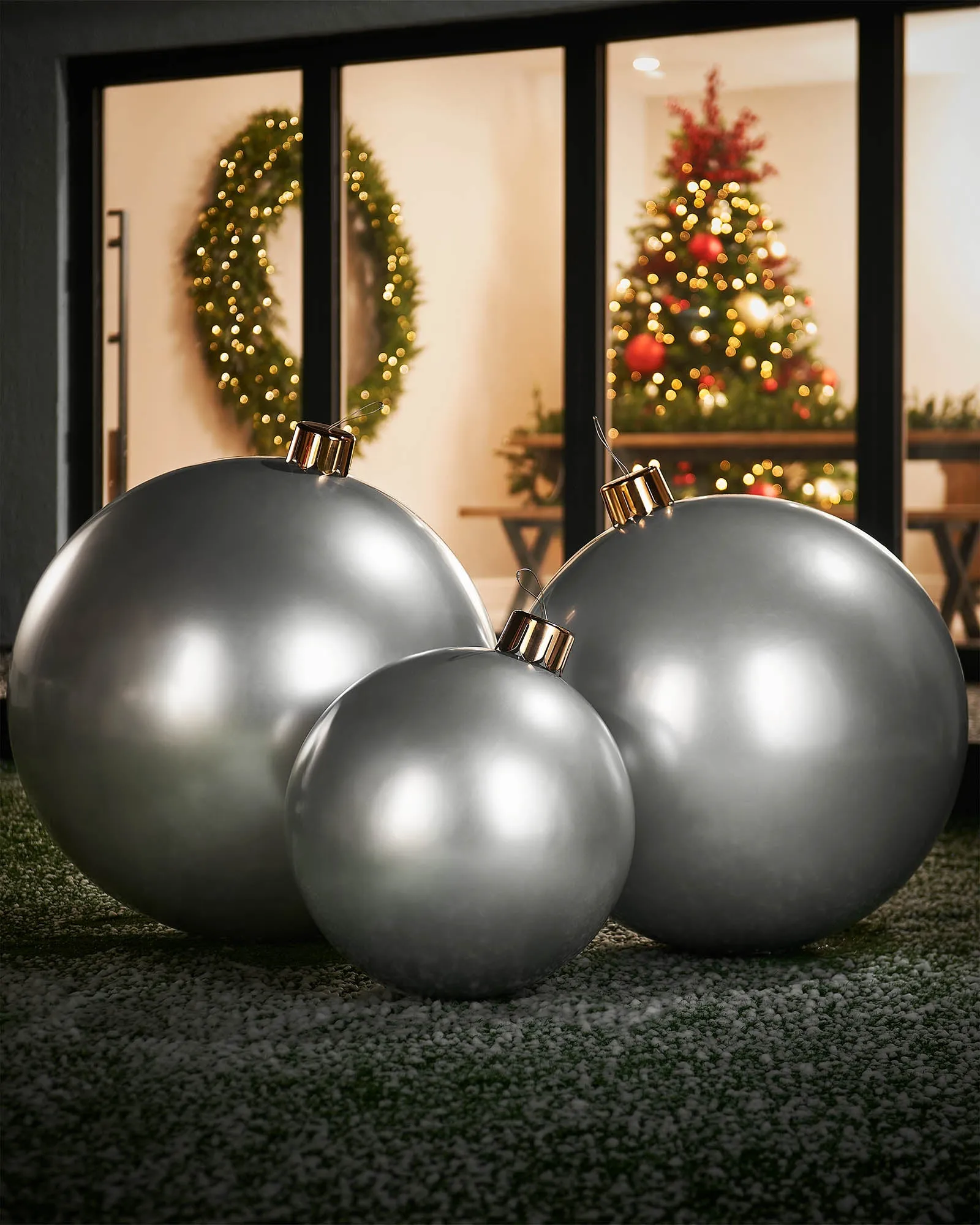 Inflatable Christmas Bauble, Silver, 45 cm