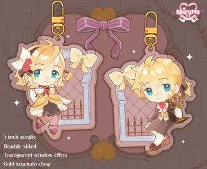 KEYCHAIN(s) - Daughter of Evil - Double-sided acrylic/Matching Pair/Gold clip attachments/Vocaloids