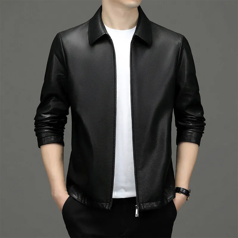 Lapel Ecological Real Leather Clothes Coat Leather Jacket Men Warm Jacket for men