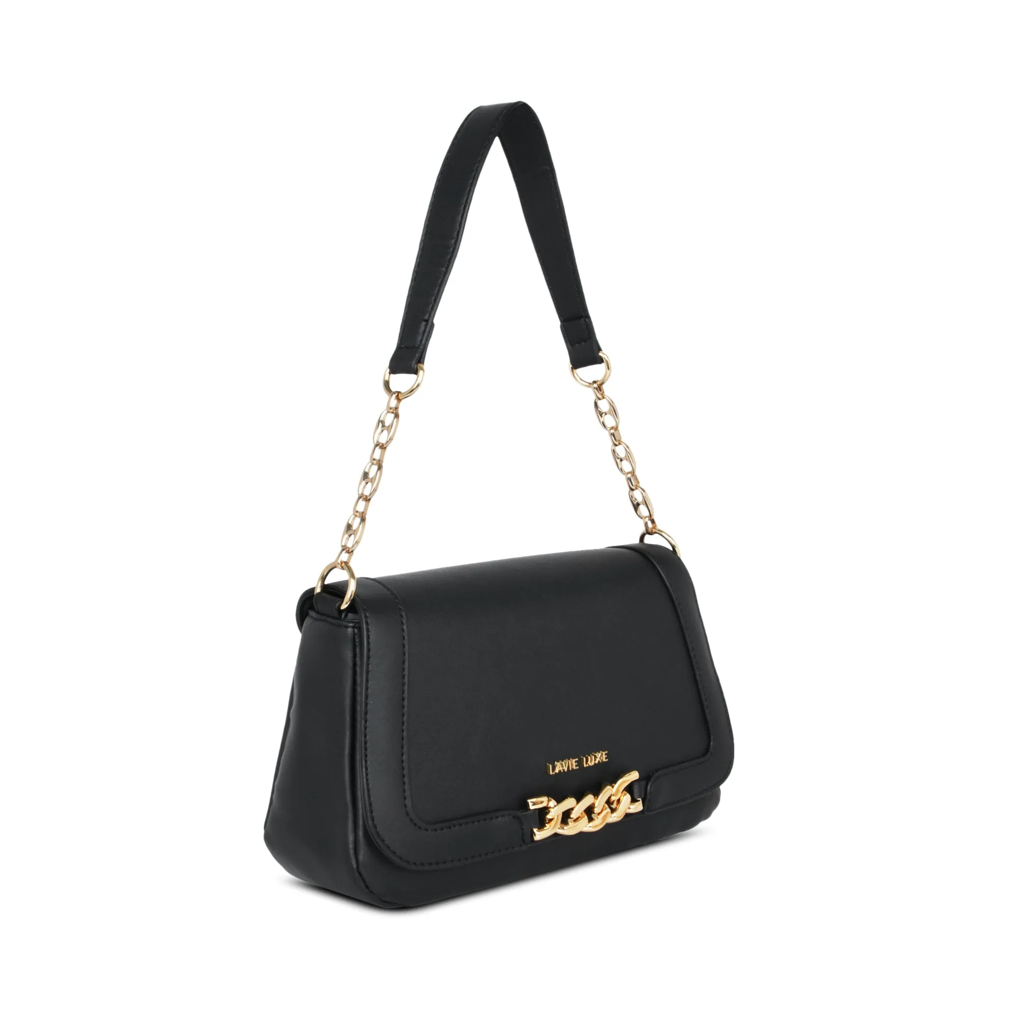 Lavie Luxe Black Medium Women's Chain Hobo Bag