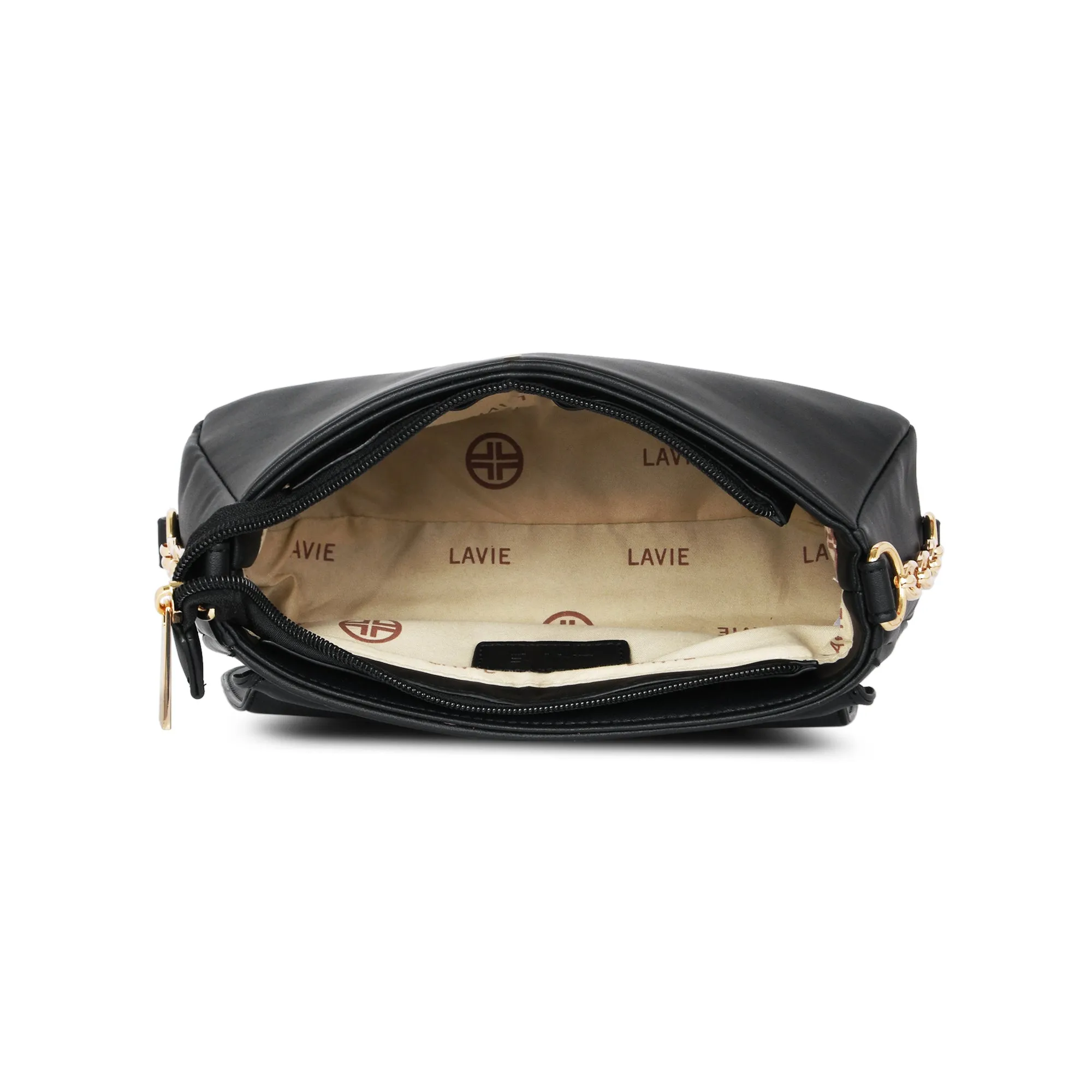 Lavie Luxe Black Medium Women's Chain Hobo Bag