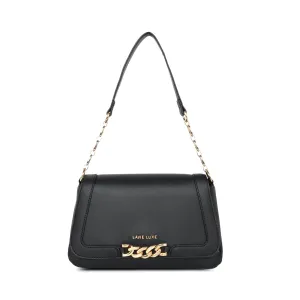 Lavie Luxe Black Medium Women's Chain Hobo Bag