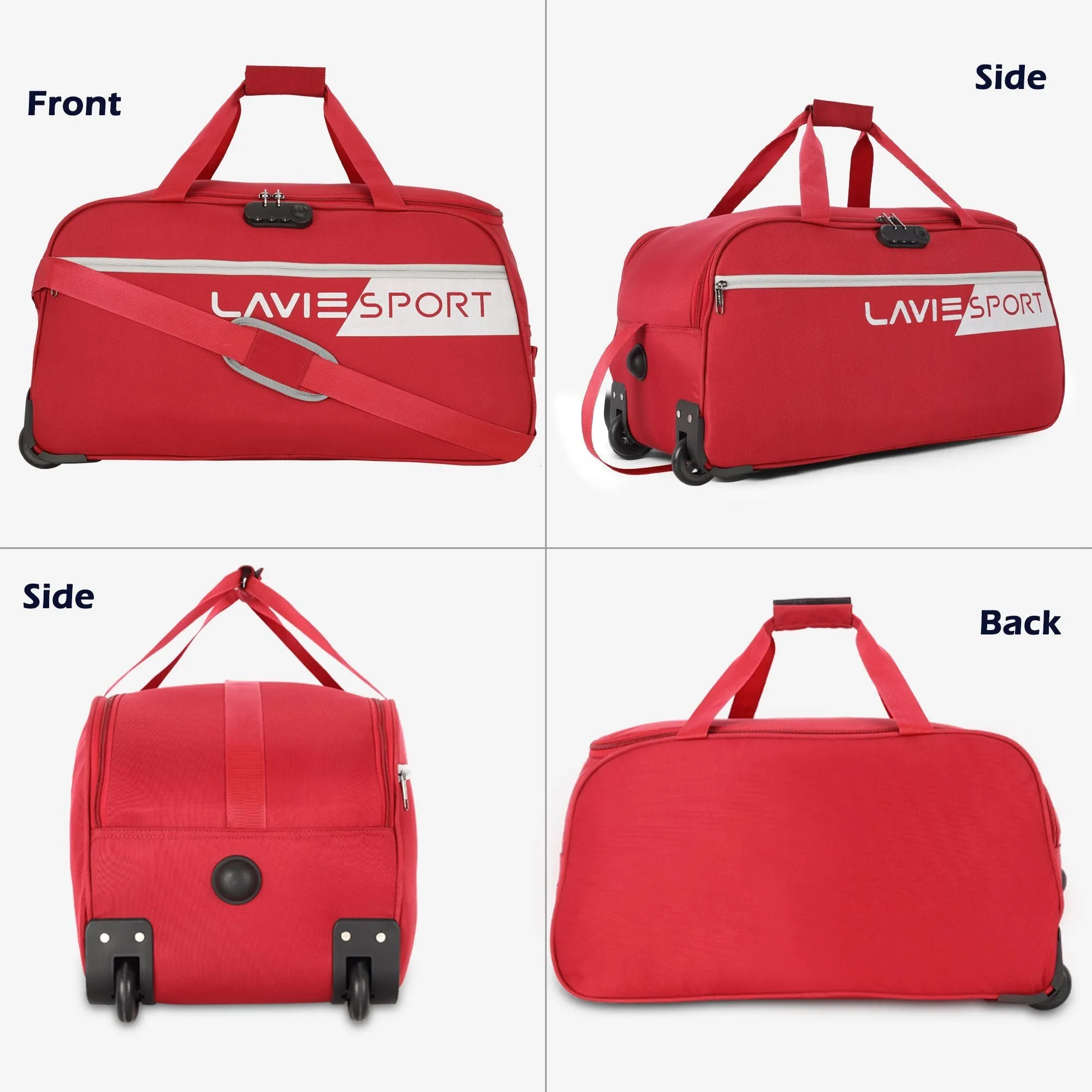 Lavie Sport 63 cms Camelot Wheel Duffle Bag With Combi Lock | Red