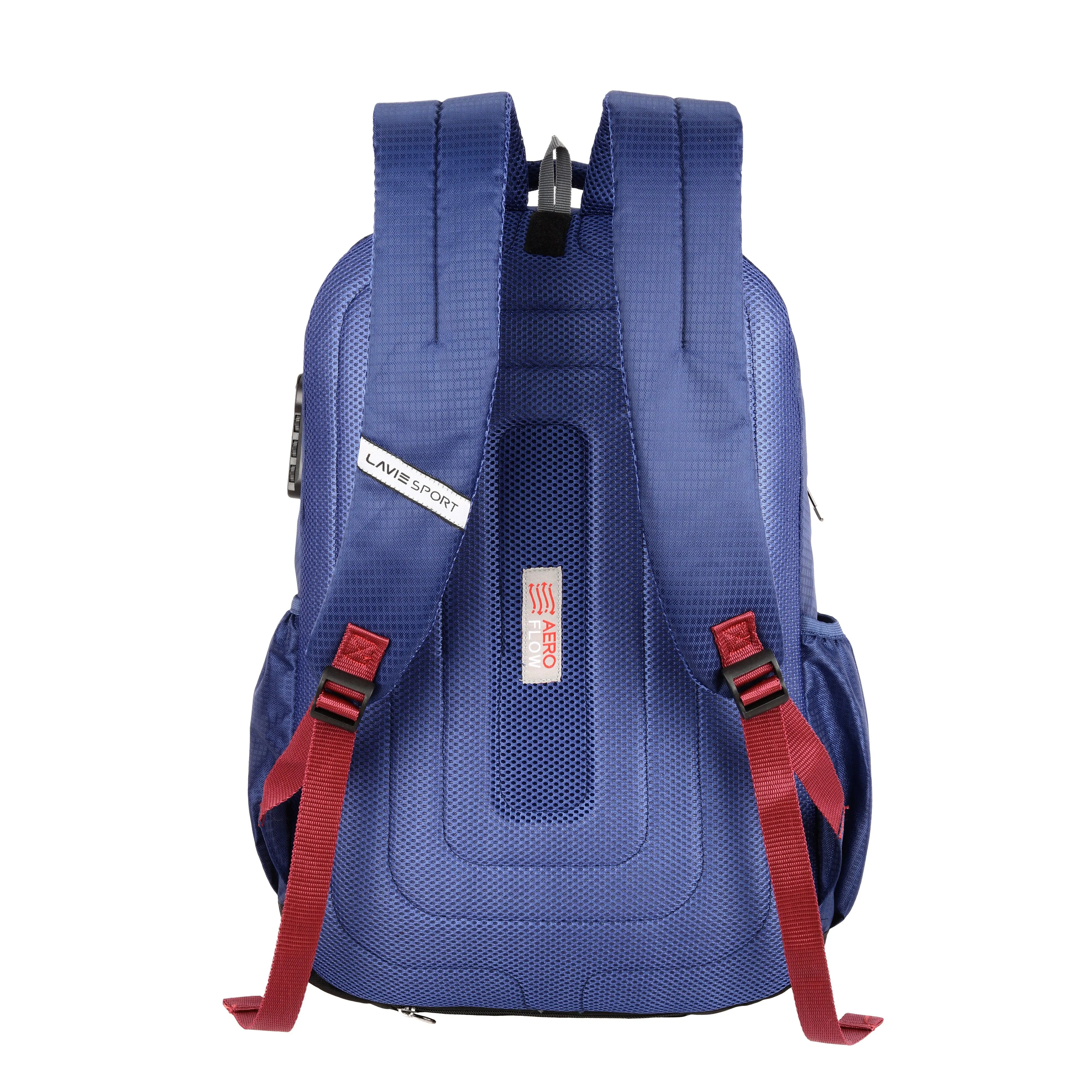 Lavie Sport Graph 31L Laptop Backpack with Raincover & Combi-lock For Men & Women|Boys & Girls Navy