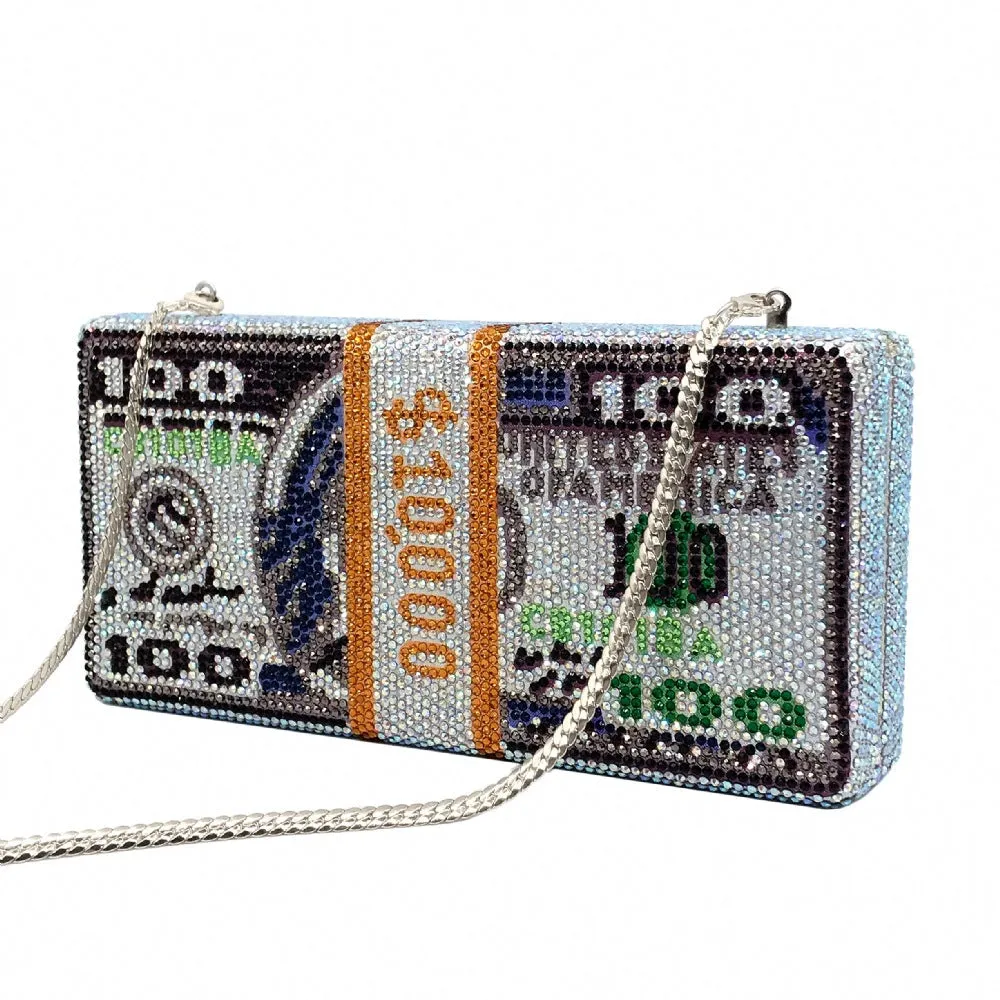 Luxy Moon 100 Dollar Unique Rhinestone Clutch Evening Bag