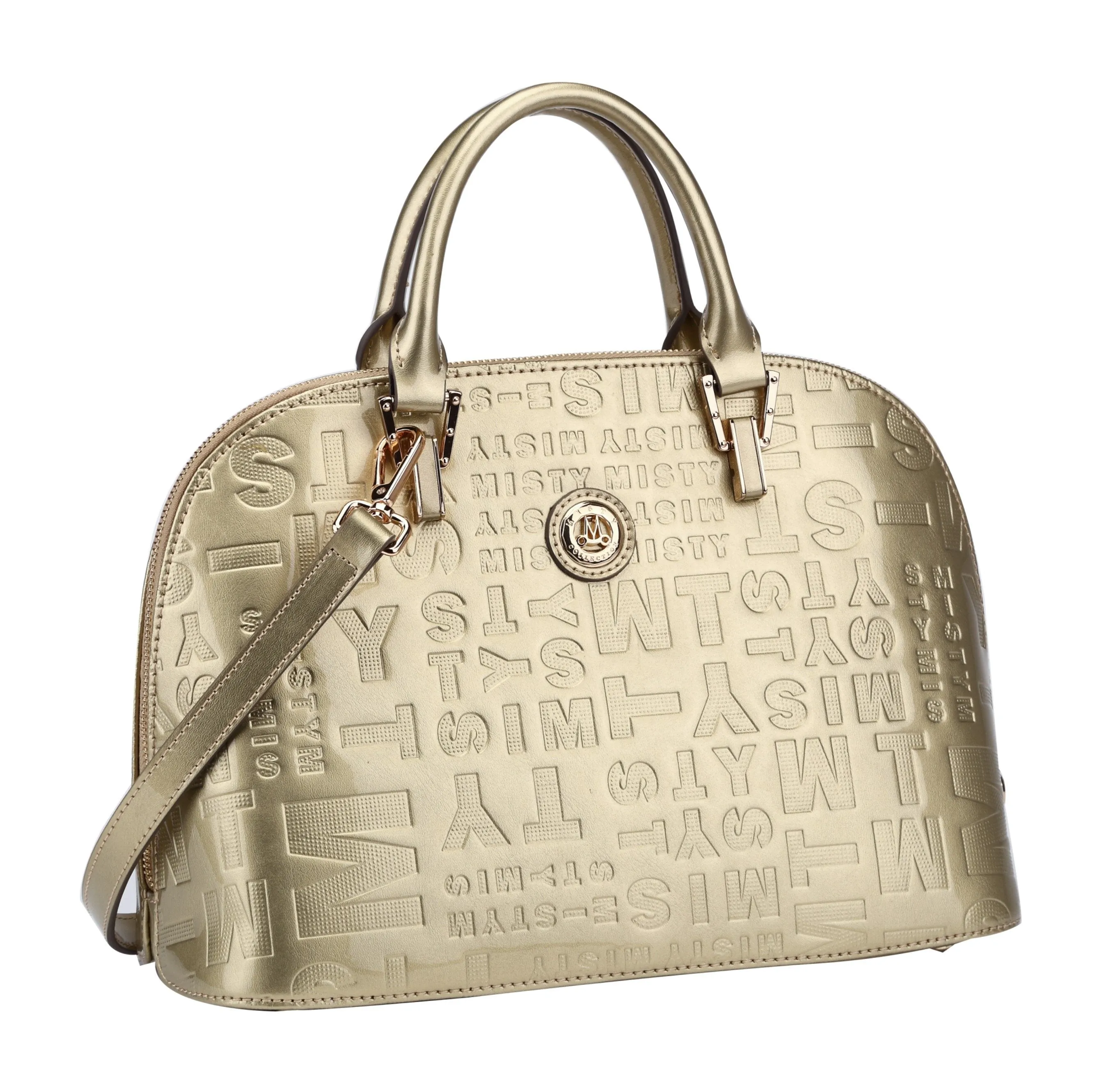 Misty Metallic Shine Top Handle Leather Bag - Made in Italy