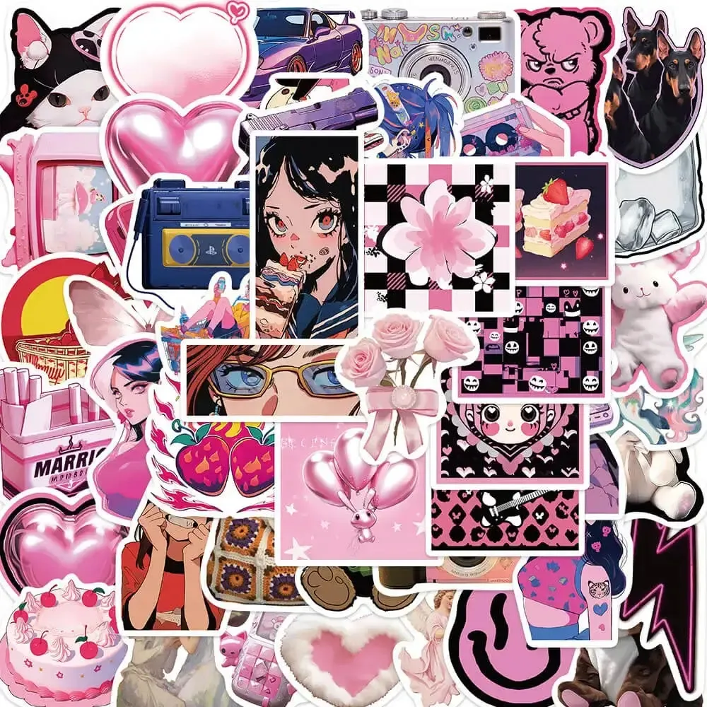 Pink Love Alphabetical Stickers Pack - Set of 50