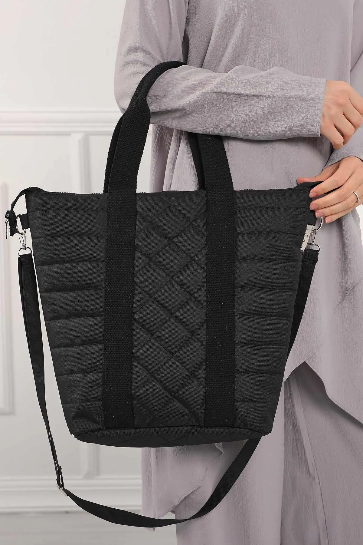 Polyamide Canvas Quilted Hand Shoulder Bag with Inner Pocket Casual Large Capacity Messenger Bag Daily Travel Shopping Bag,C-32