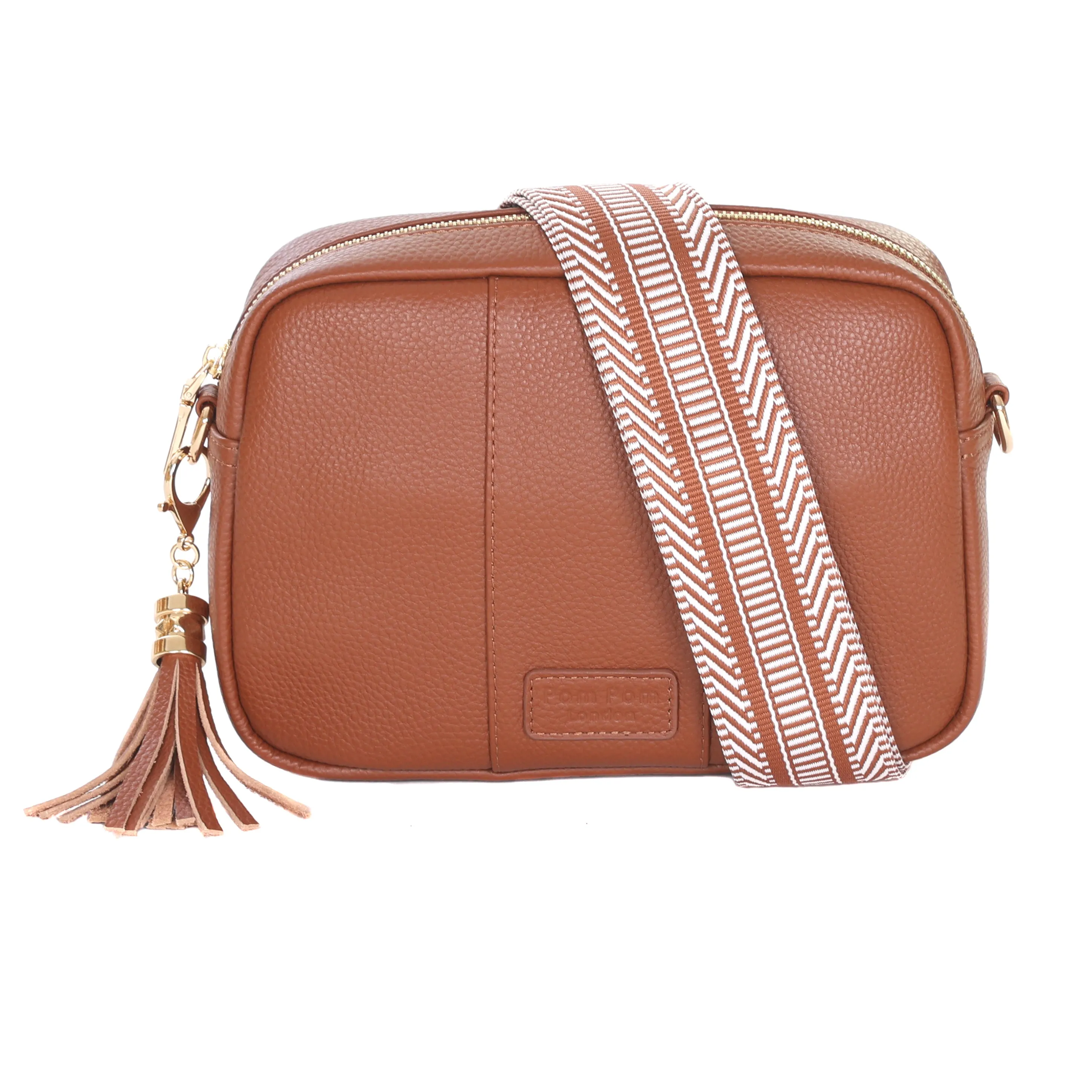 Chestnut Pom Pom London City Bag - Fashionable, High-Quality Urban Handbag