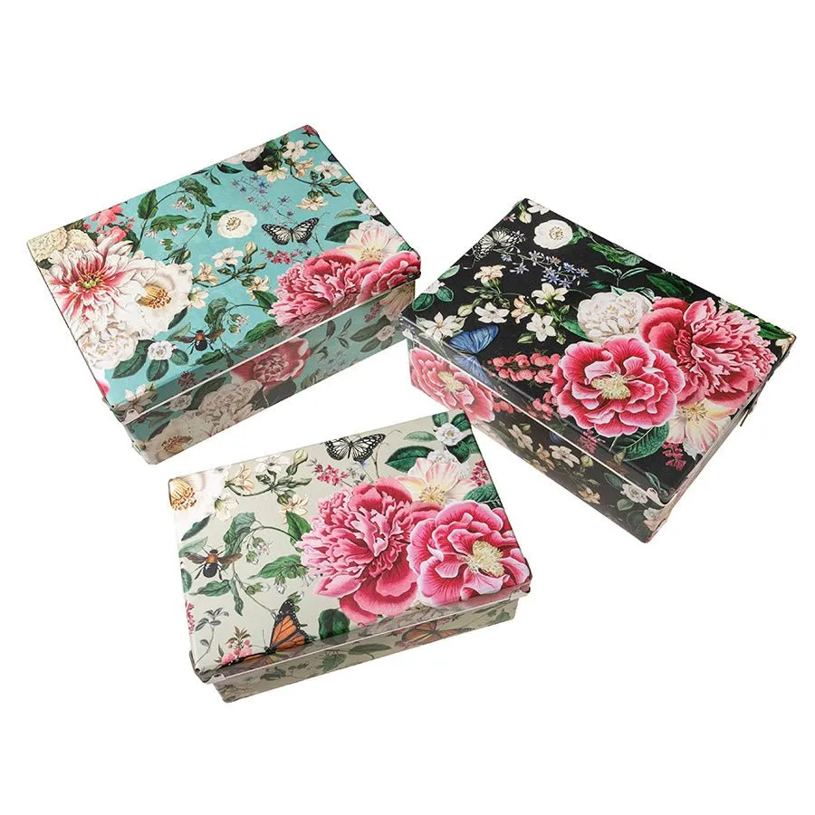 "Flowers" Foldable Storage Boxes - 3 Pieces