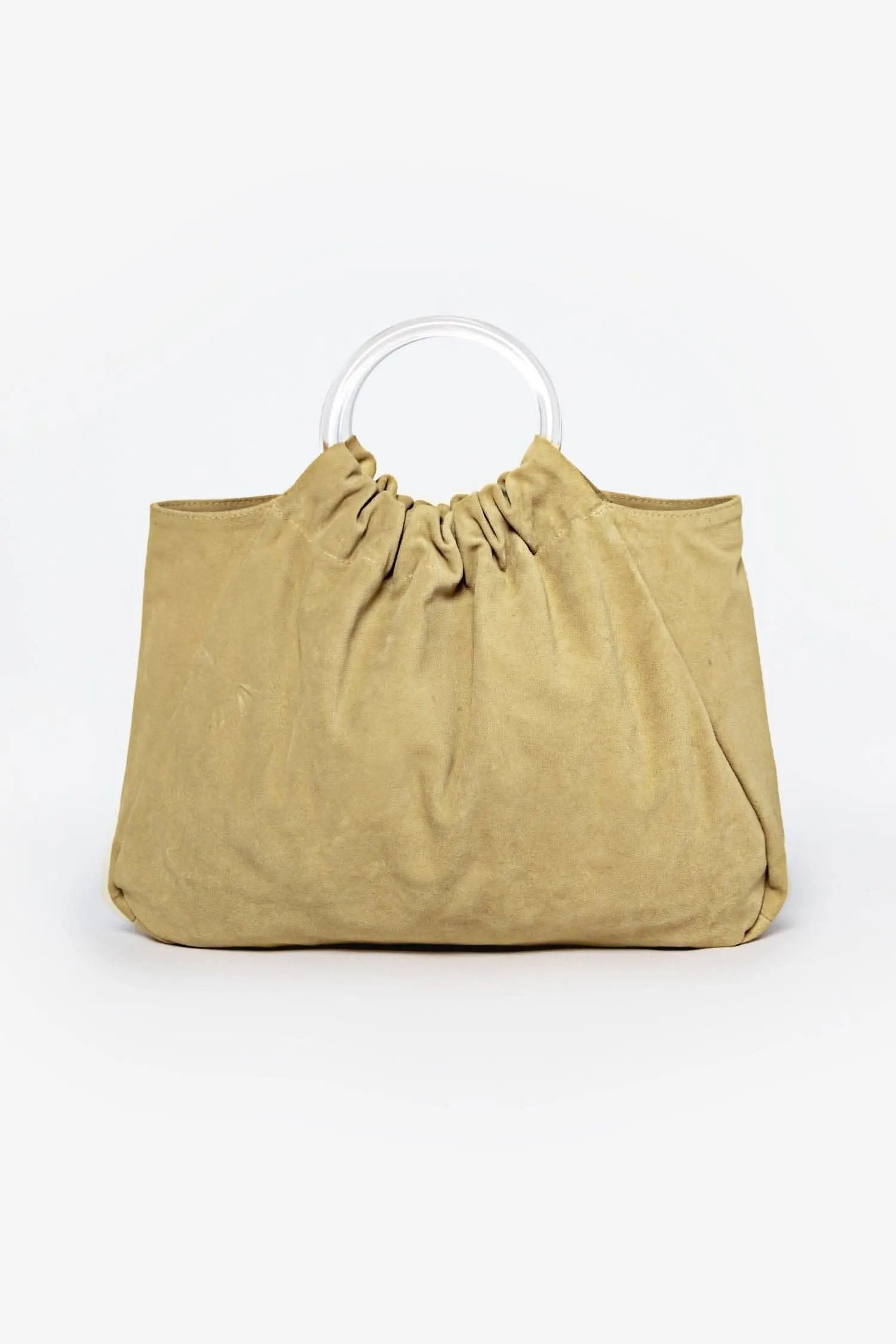 RLH3480 - Stylish Suede Acrylic Ring Tote Bag for Fashionable Looks