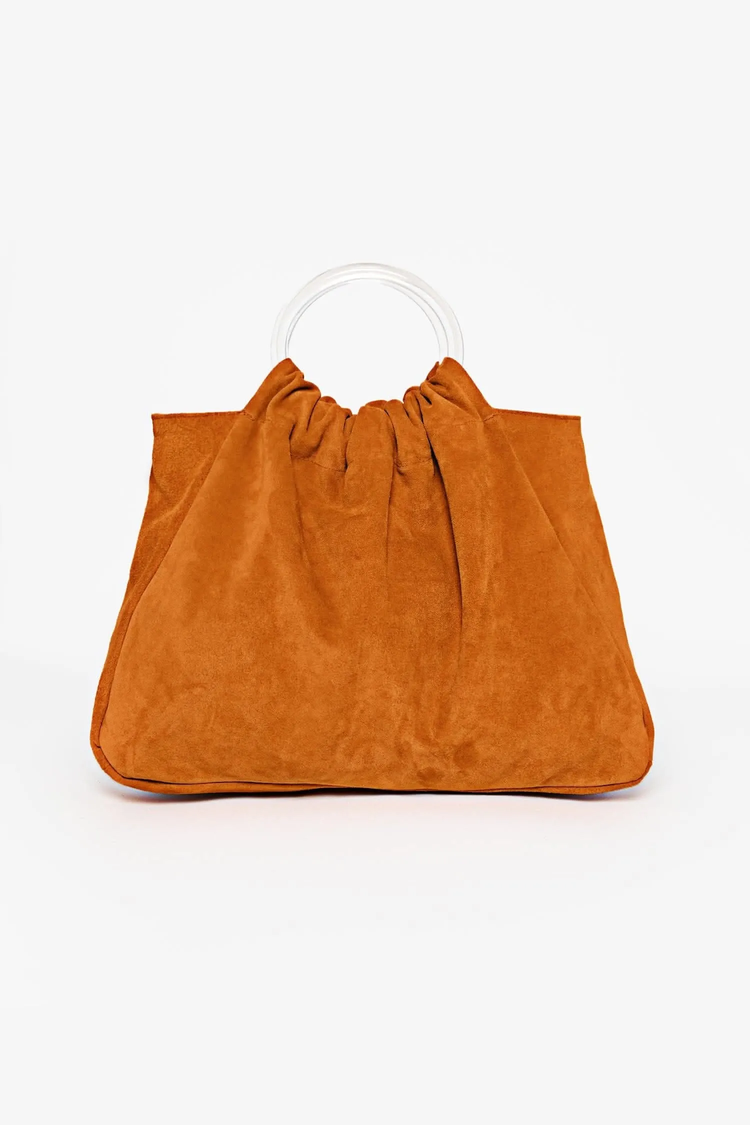 RLH3480 - Stylish Suede Acrylic Ring Tote Bag for Fashionable Looks