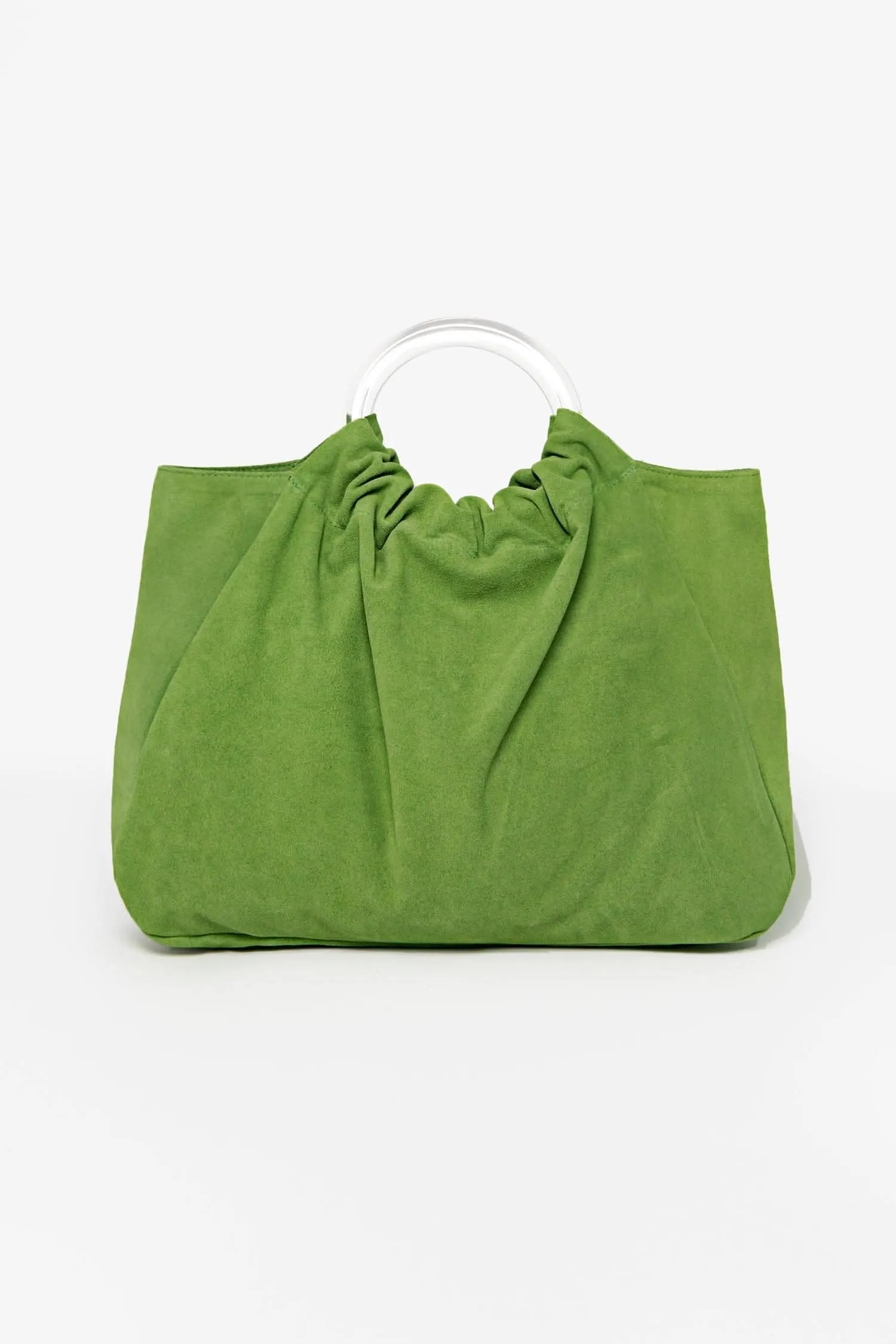 RLH3480 - Stylish Suede Acrylic Ring Tote Bag for Fashionable Looks