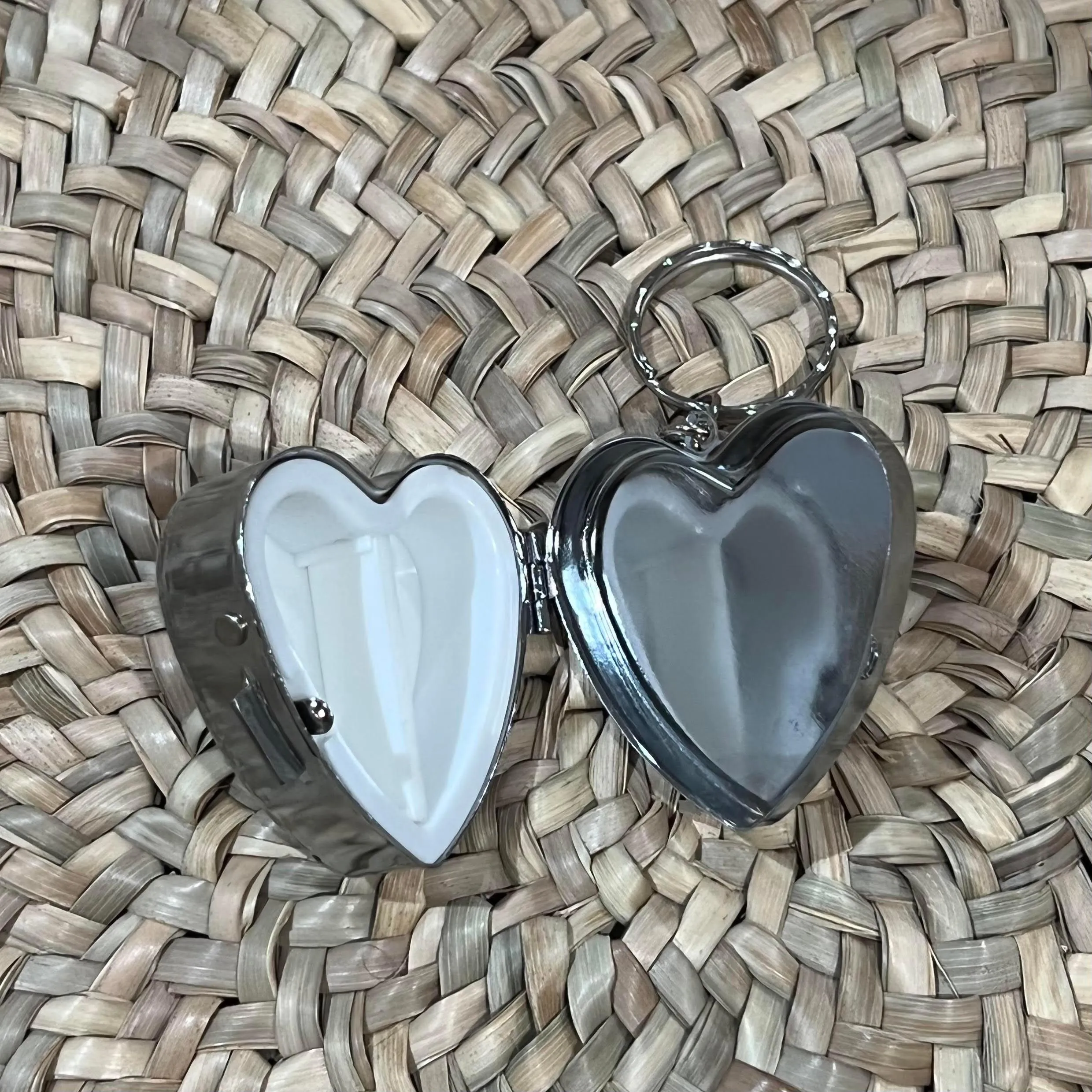 Silver Heart Stash Box Keychain