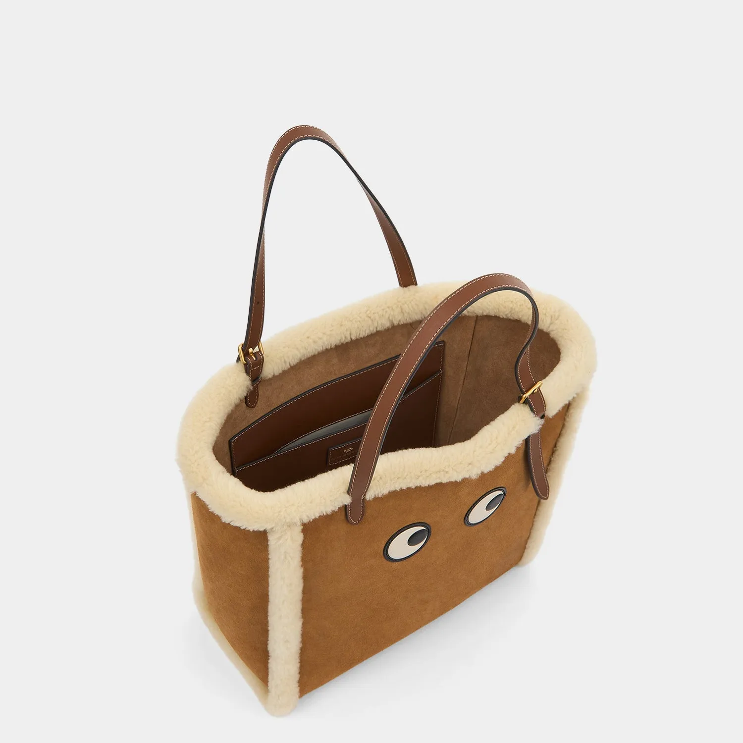 Small N/S Eyes Shearling Tote