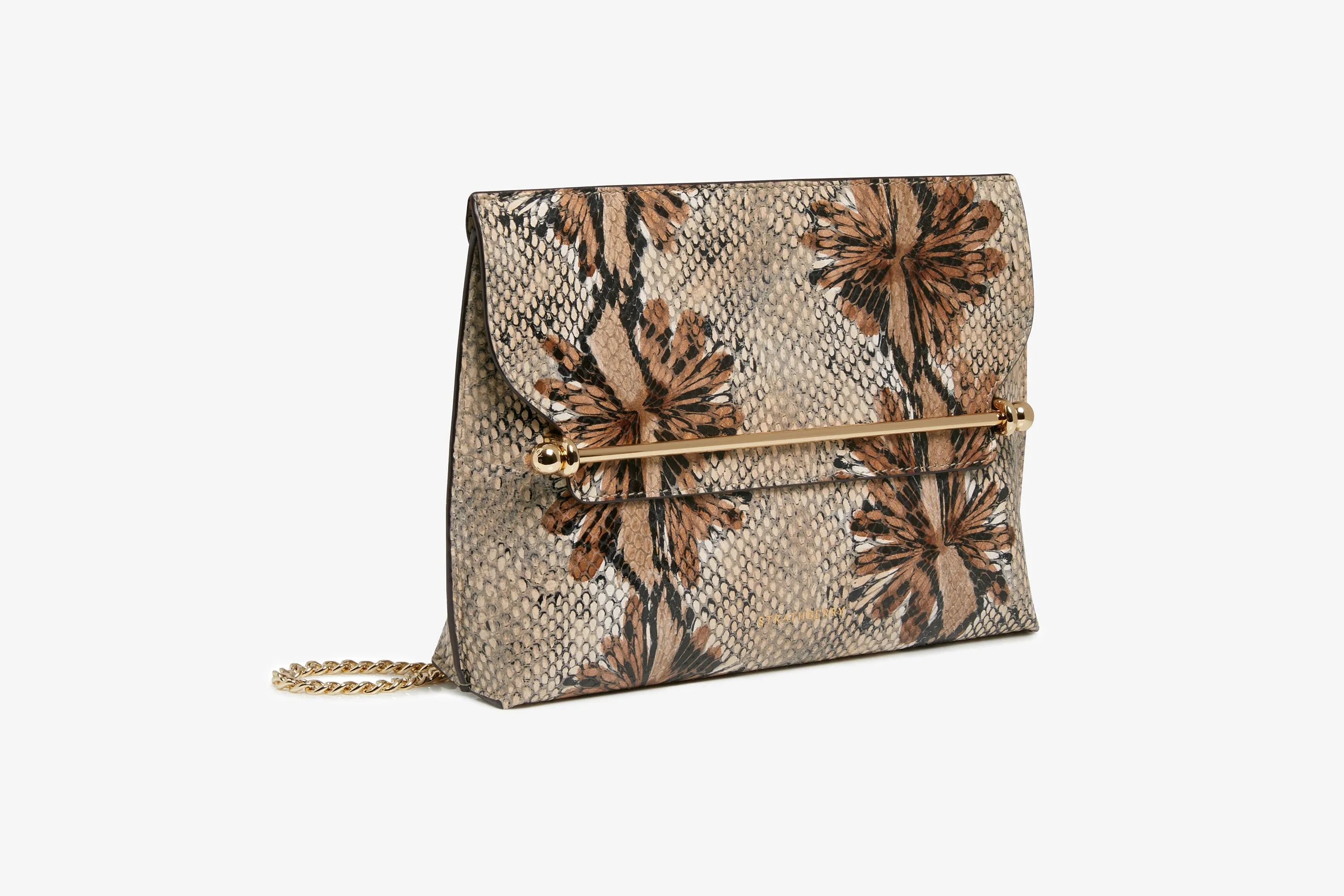 Stylist - Floral Snake-Embossed Leather Chocolate