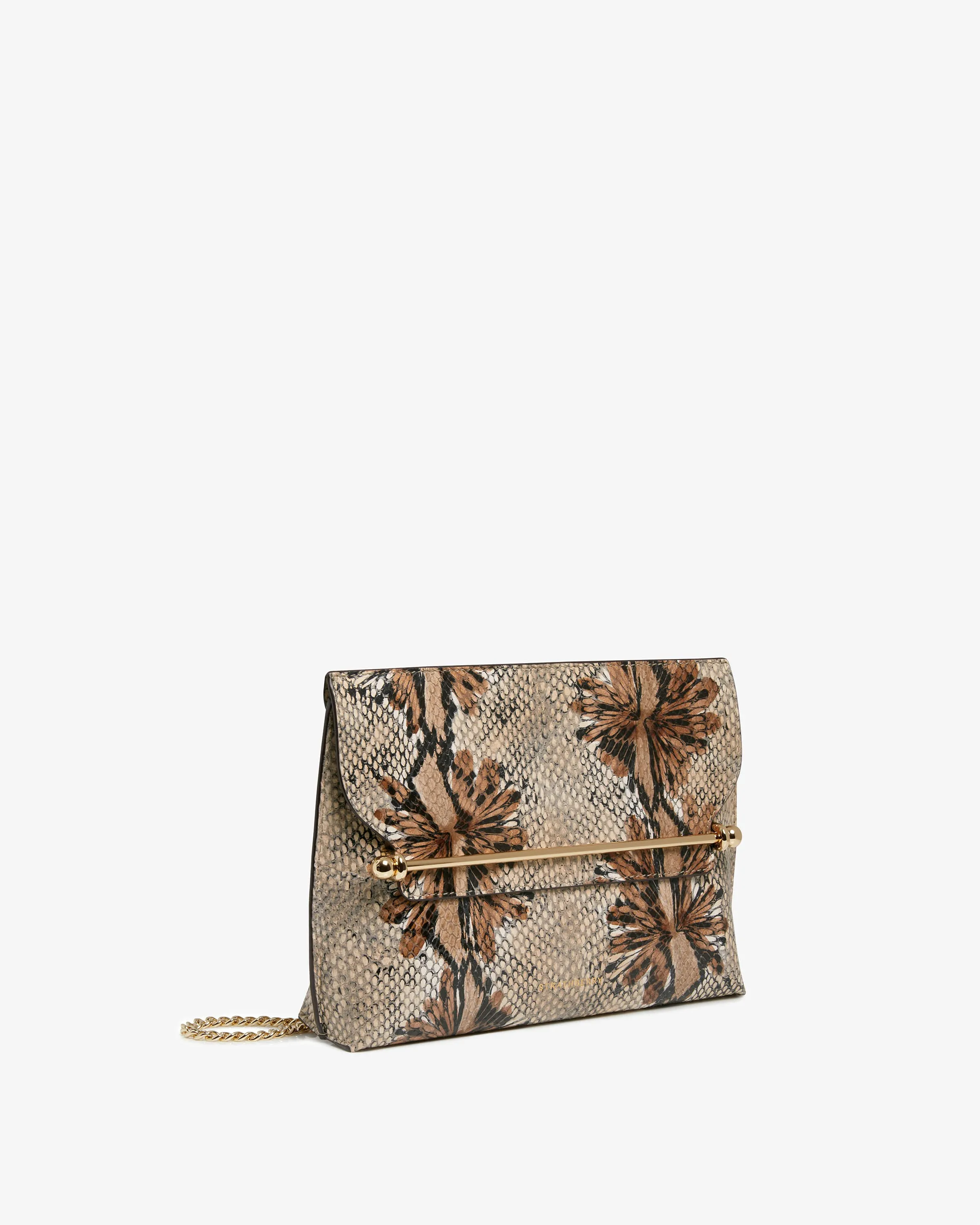 Stylist - Floral Snake-Embossed Leather Chocolate