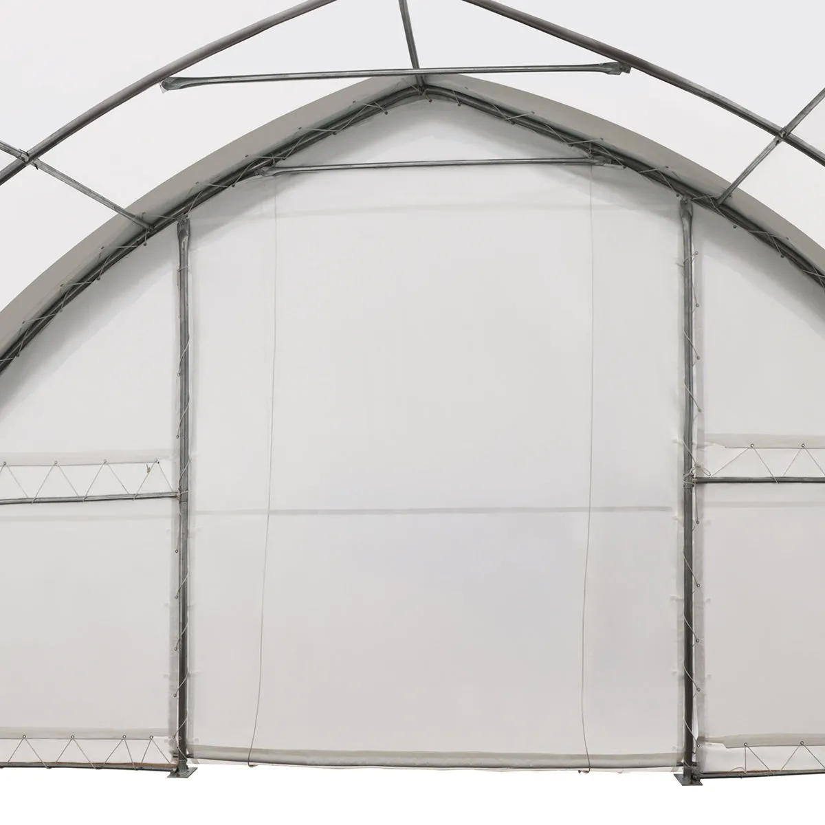 TMG Industrial 30' x 80' Peak Ceiling Storage Shelter with Heavy Duty 17 oz PVC Cover & Drive Through Doors, TMG-ST3080V